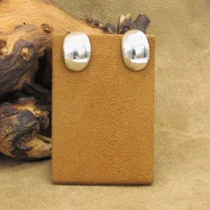 Comfortable Sterling Silver Stud Wide Hoop Earrings - Picture 1 of 5