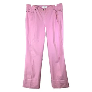 ESCADA Pants Women Sz 42 Pink Straight Leg Cotton Jean Mid-Rise Hemmed - Picture 1 of 4