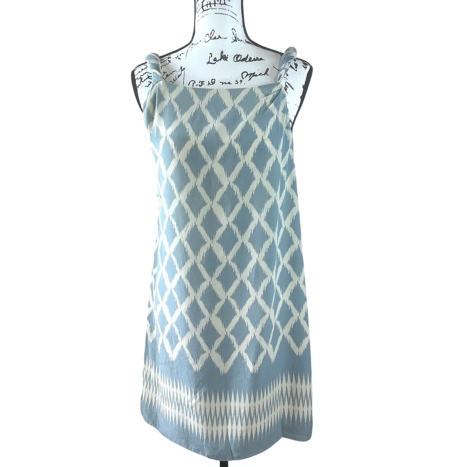 Moulinette Soeurs Anthropologie 100% шелк синий кремовый римские рукава 10 - Изображение 1 из 4