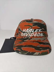 Harley Davidson Motocicleta CARRERAS Sombrero Snapback Naranja Camuflaje Caza Hombres Ajuste - Imagen 1 de 4