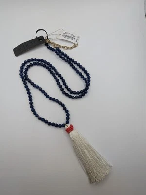 NUEVO CON ETIQUETAS J. Collar de cadena larga Crew azul marino oscuro y blanco con cuentas de plástico borla Foto 1 de 4