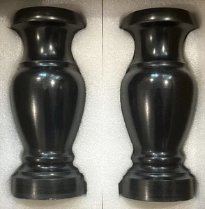 Jarrón conmemorativo cementerio negro 2 piezas, flor de piedra de granito natural - Imagen 1 de 3