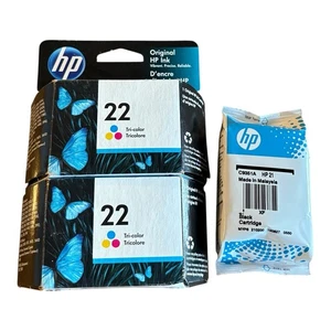 Original HP 22 21 (C9352AN) Tintenpatrone 2er-Pack Tri-Color 1 Schwarz Posten Ablaufdatum 2021 - Bild 1 von 4