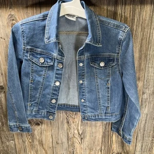 Looney Tunes Tweety Bird Girls Blue Denim Jean Jacket Size S 6/6X Outerwear - Picture 1 of 7