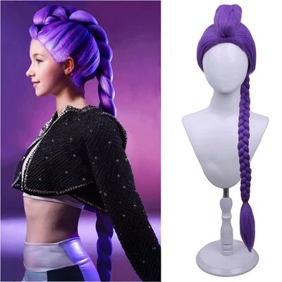 Kids Purple Braided Wig for Girls Child Long Braid Purple Wig Cosplay Synthetic - Image 1 of 4