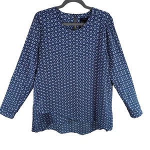 The Limited leichte Bluse geometrischer Druck Rundhalsausschnitt lange Rollriegelärmel LT - Bild 1 von 8