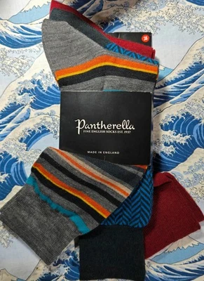 Pantherella Men's English Wool Socks 3-Pack Mixed Patterned UK 6-7 EU 39-40 £54 - Image 1 of 4