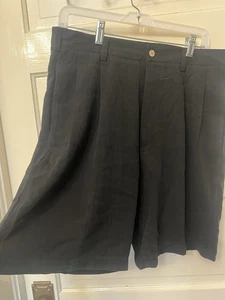 Cubavera Shorts Mens 33 X9 Black 100% Silk Nautical Pleated Casual Beachy - Picture 1 of 11