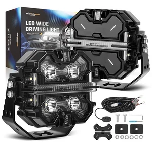 5" LED Driving Light Pods 212W Spot Flood RGB DRL For Off Road ATV White 6000K - Picture 1 of 17