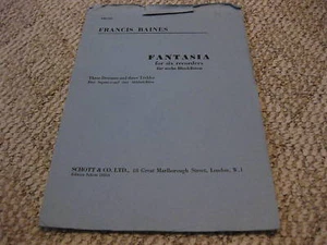 Francis Baines Fantasia for Six Recorders Schott 1956 - Picture 1 of 2