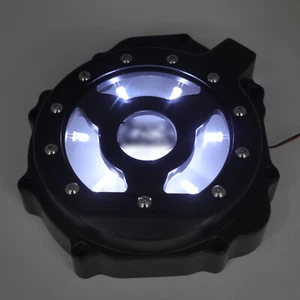 2005-2008 Suzuki GSXR1000 Black w/ White LED Left Engine Stator Cover Guard - Picture 1 of 9