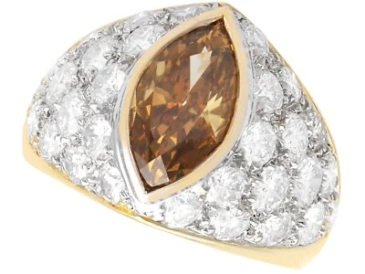 Anillo vintage de diamantes de 5,08 quilates y oro amarillo de 18 quilates alrededor de 1990 Foto 1 de 4