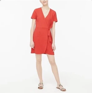 J. Crew Size M Womens Bright Cerise Textured Knit Wrap Dress - Picture 1 of 10