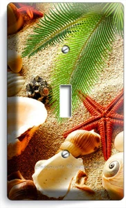 SEA SHELL BEACH SAND PALM STARFISH 1 GANG LIGHT SWITCH WALL PLATE BATHROOM DECOR - Picture 1 of 1