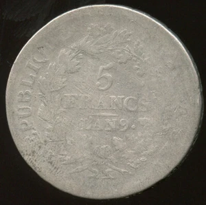 Consulate (1799-1804) 5 Francs Union And Force An 9 Paris - Picture 1 of 2