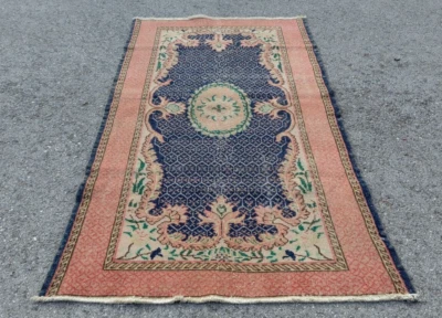 Vintage Hand Knotted Oushak runner ,Turkish Runner rug wool runner boho runner - Image 1 of 4