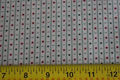 9" Long, Vintage, Tiny Red & Green Print on Tan Cotton, Marcus Brothers, N1607 - Image 1 of 4