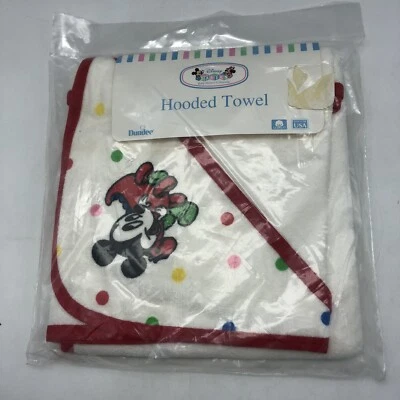 Toalla vintage Baby Mickey Disney bebés con capucha 30 por 35 de Dundee hecha en EE. UU. roja. Foto 1 de 2