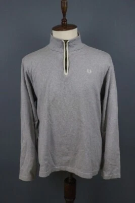 Sudadera Fred Perry Gris Manga Larga Ligera 1/4 Cremallera Talla XL Foto 1 de 4