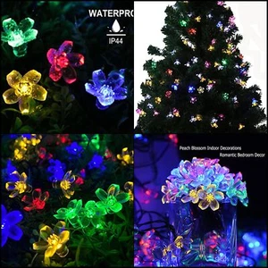 Solar Outdoor String Lights 50LED Flower Light for Garden Decoration Multi Color - Picture 1 of 7