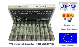 SIBA 70 125 40 FF12.5A Fuse Very QuickActing 12.5A type 195100 JPSF111 x1/2/5/10 - Picture 1 of 18