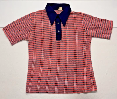 Polo para hombre Rockabilly rojo azul a cuadros Towncraft mezcla tejido manga corta talla M de colección Foto 1 de 4