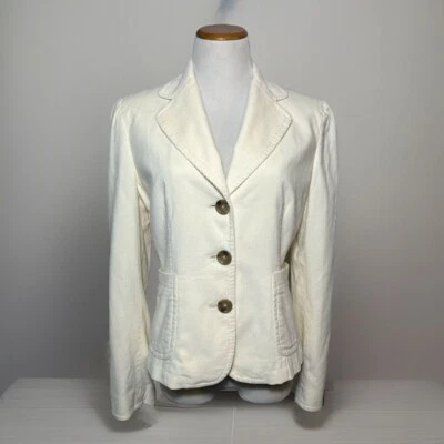 Chaqueta Blazer Banana Republic Crema Mujer’s Talla 10 Algodón 3 Botones Pana Forrada Foto 1 de 4
