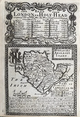 Mapa antiguo de 1720, isla de Anglesey, Gales - Owen & Bowen Foto 1 de 2