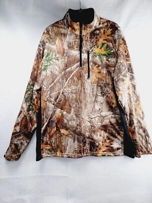 Realtree Sweater Men's Large/G (42-44) Green Camouflage 1/4 Zip Outdoor Hunting - Image 1 of 4