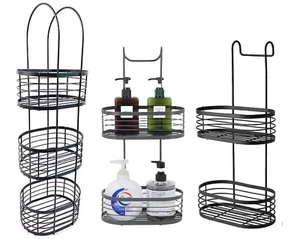 2/3 Tier Shower Caddy Organiser Storage Tidy Rack Shelf Oval Basket Holder - Picture 1 of 27