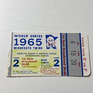 1965 World Series Game 2 Ticket Stub Sandy Koufax vs. Katt Dodgers Twins - Picture 1 of 9