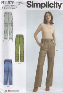 Simplicity Sewing Pattern 9852 Trousers Cargo Pockets Drawstring Size 18 -26 New - Picture 1 of 13