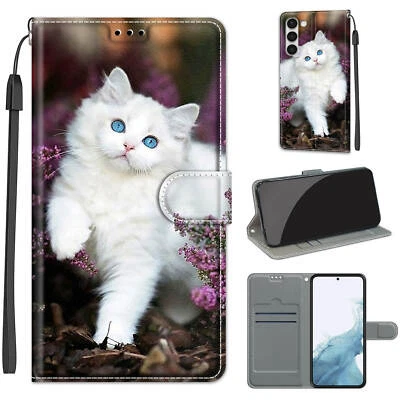 For Various Phone New Cat Magnetic Leather Flip Wallet Card Bag Stand Case Cover - Image 1 of 4