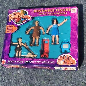 Vintage NOS 1993 Mattel The Flintstones Bendable Figures With Accessories