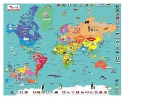 CocoMoco Kids World Map Puzzle for 3 to 6 Year Old Boys and Girls, 56 Pieces - Picture 1 of 7