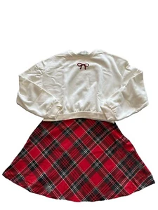 H&M Holiday Big Girls Size 20 Set Of 2 Sweatshirt & Skirt Xmas Girly Bow Print - Picture 1 of 13