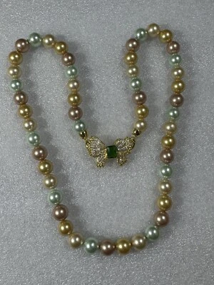 "Collar de perlas multicolores de 20"" con hebilla personalizada" Foto 1 de 4