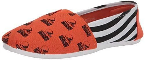 NFL Cleveland Browns Women's Canvas Stripe Shoes, X-Large (10), Orange Cover