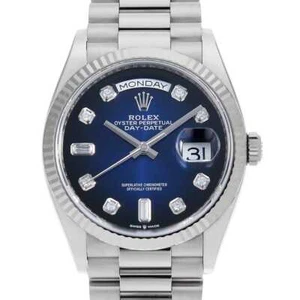 ROLEX Day date 8P diamond / 2P baguette diamond 128239A blue Ombre Random Nu... - Picture 1 of 10