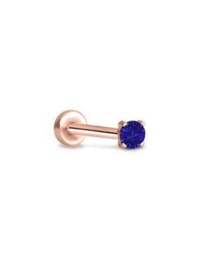 Anillo nariz Labret sin rosca Monroe empuje pasador oro rosa acero 1,5 mm punta circonita cúbica Foto 1 de 2