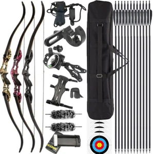 56" 58" 60" Archery Takedown Recurve Bow Arrows Set 30-50lbs Hunting Shooting - Picture 1 of 19
