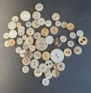 ● 50+ Antique Vintage Buttons Bone Stone Early Sewing Machine Buttons ● - Picture 1 of 7