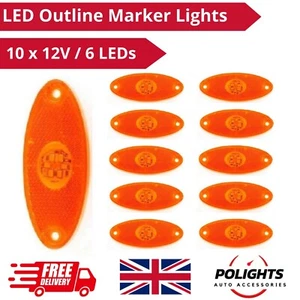 10x12V Amber/Orange LED Position Marker Lights Oval Lamps Camper Car ATV SUV BUS - Picture 1 of 6