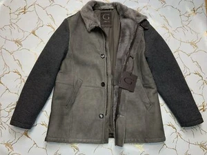 GIMO’S Men Gray Lambskin Leather Wool Full Zip Button Up Coat Jacket Size... - Picture 1 of 13