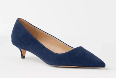 NUEVO ANN TAYLOR AZUL MARINO GAMUZA CUERO PUNTA PUNTIAGUDA GATITO TACONES ZAPATOS DE SALÓN 5 Foto 1 de 3