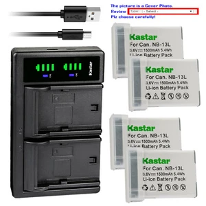 Kastar Battery LTD2 USB Charger for Canon NB-13L CB-2LH & PowerShot G7 X Mark II - Picture 1 of 11