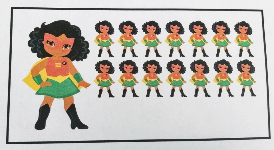 African American Female Superhero Stickers for planners and scrapbooking