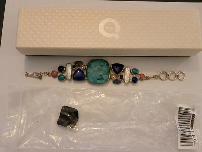 WHITNEY KELLY STERLING SILVER 925 MULTI-GEMSTONE TOGGLE STATEMENT BRACELET - Image 1 of 4