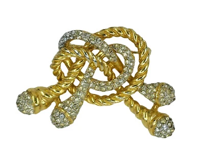 RARO BROCHE NUDO ADORNADO CON CRISTAL PAVÉ KJL KENNETH JAY LANE FIRMADO DE COLECCIÓN 2" Foto 1 de 4