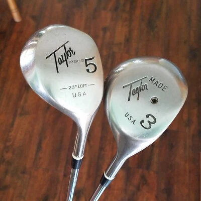 Vintage TaylorMade Youth 33.5" 3 Metalwood + a 32" Youth 5 Pittsburgh Persimmon - Image 1 of 4